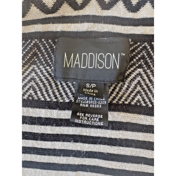 Maddison Black & Gray Sweater Aztec Cardigan Hooded Tassels Small Knit Jacket - Picture 2 of 3